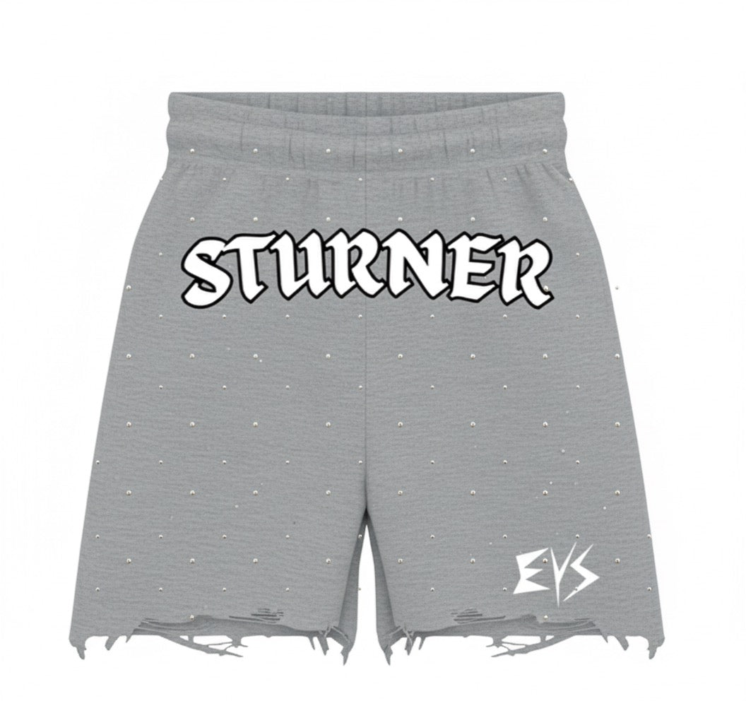 STURNER Grey Rhinestone Shorts