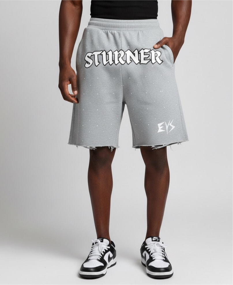 STURNER Grey Rhinestone Shorts