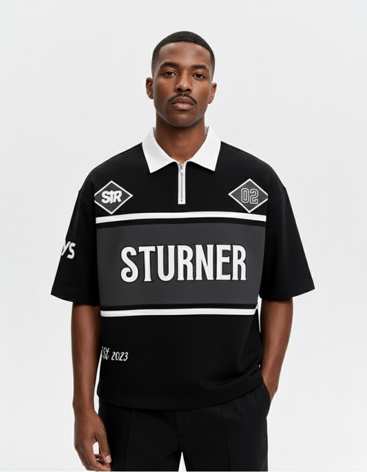 STURNER 2nd Anniversary Half Zipper Polo. (Black)