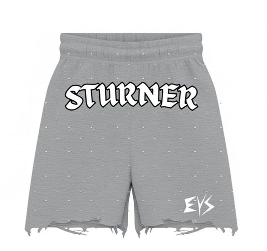 STURNER Grey Rhinestone Shorts