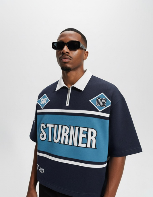 STURNER 2nd Anniversary Half Zipper Polo. (Blue)